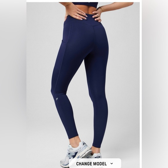 Fabletics Powerhold Navy Blue Women's Leggings - Picture 2 of 7
